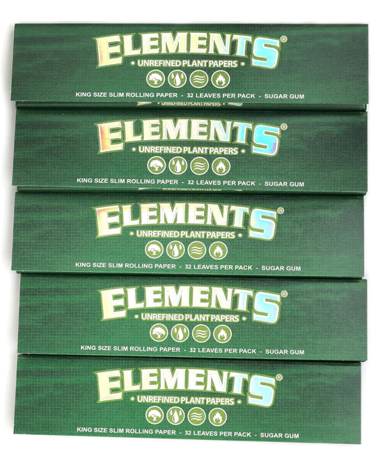 Green King Size Slim Unrefined plant rolling paper - 5 booklets